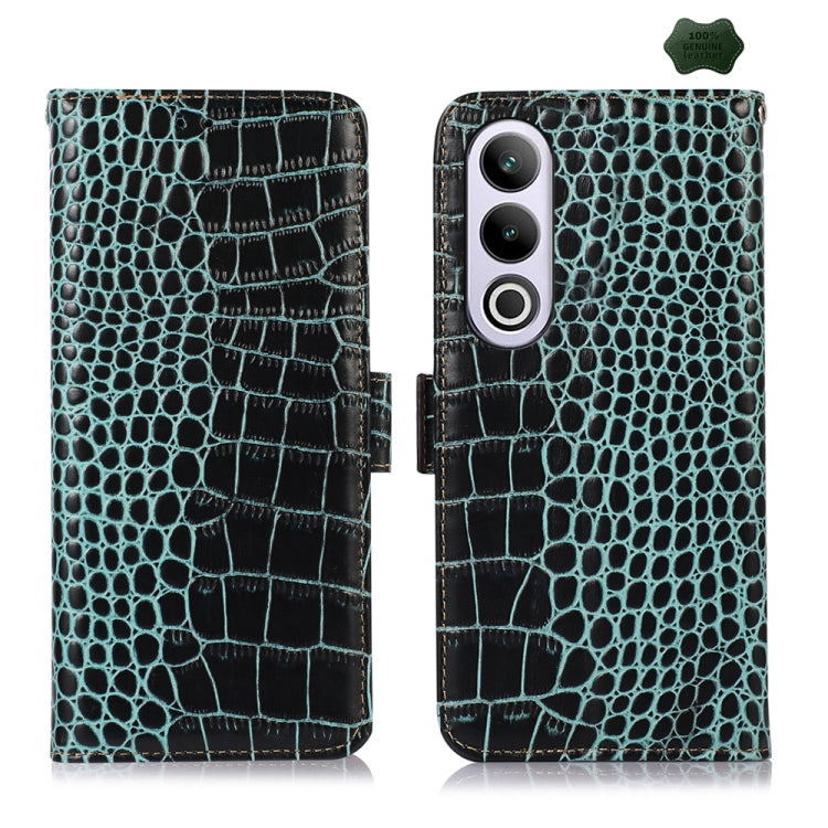 For OnePlus Nord CE4 5G Global Crocodile Top Layer Cowhide Leather Phone Case(Green) - OnePlus Cases by PMC TechLife | Online Shopping South Africa | PMC TechLife | Buy Now Pay Later Mobicred