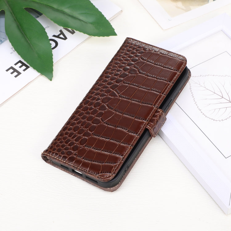 For OnePlus Nord CE4 Lite Crocodile Top Layer Cowhide Leather Phone Case(Brown) - free shipping - PMC TechLife - Order now!