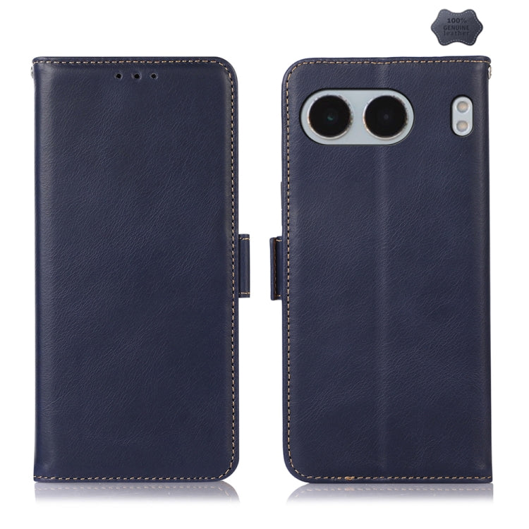 For OnePlus Nord 4 Magnetic Crazy Horse Texture Genuine Leather RFID Phone Case(Blue) - OnePlus Cases by PMC TechLife | Online Shopping South Africa | PMC TechLife | Buy Now Pay Later Mobicred
