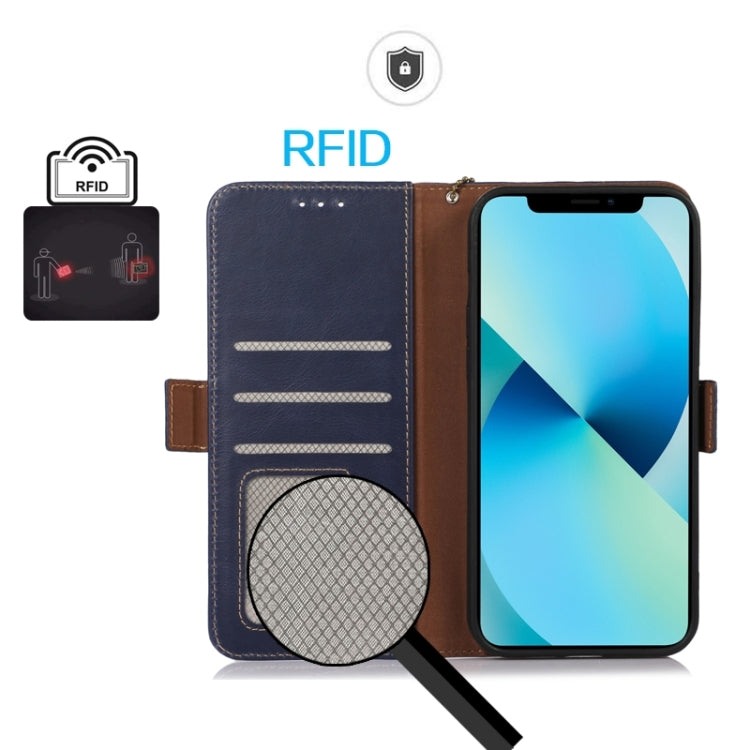 For OnePlus Nord 13 Magnetic Crazy Horse Texture Genuine Leather RFID Phone Case(Blue) - OnePlus Cases by PMC TechLife | Online Shopping South Africa | PMC TechLife | Buy Now Pay Later Mobicred