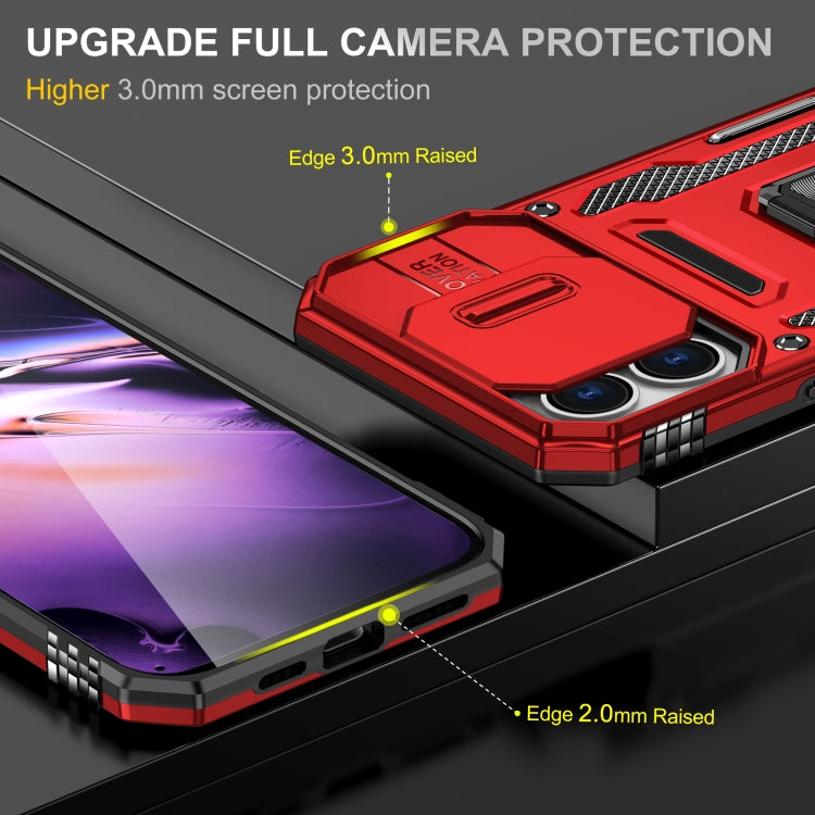 For iPhone 16 Plus Armor PC + TPU Camera Shield Phone Case(Red) - iPhone 16 Plus Cases by PMC TechLife | Online Shopping South Africa | PMC TechLife | Buy Now Pay Later Mobicred