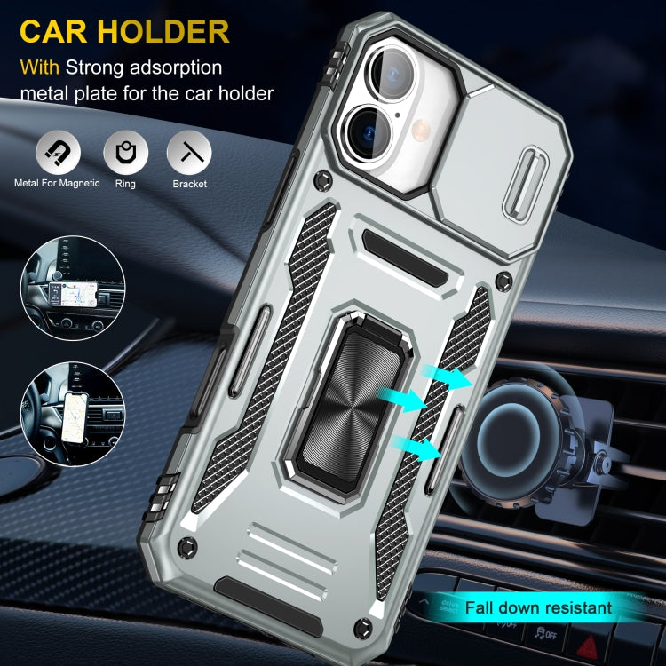 For iPhone 16 Plus Armor PC + TPU Camera Shield Phone Case(Grey) - iPhone 16 Plus Cases by PMC Jewellery | Online Shopping South Africa | PMC Jewellery | Buy Now Pay Later Mobicred