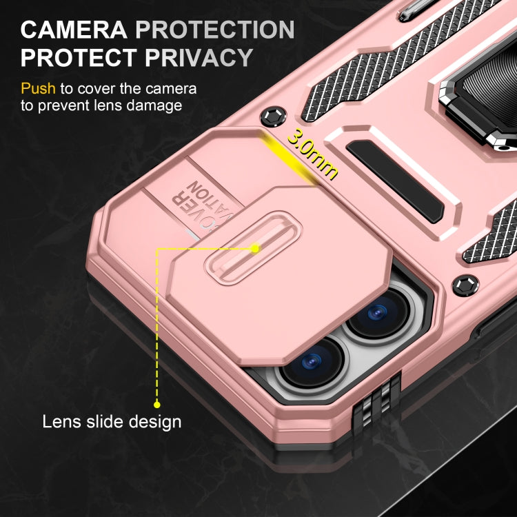 For iPhone 16 Armor PC + TPU Camera Shield Phone Case(Rose Gold) - iPhone 16 Cases by PMC Jewellery | Online Shopping South Africa | PMC Jewellery | Buy Now Pay Later Mobicred