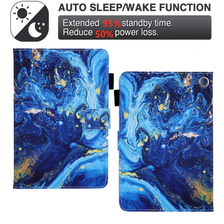 For Amazon Fire Max 11 2023 Colored Drawing Leather Smart Tablet Case(Blue Gold) - Amazon by PMC TechLife | Online Shopping South Africa | PMC TechLife | Buy Now Pay Later Mobicred