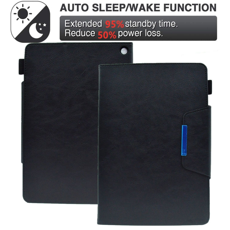 For Amazon Fire Max 11 2023 Suede Cross Texture Magnetic Clasp Leather Tablet Case(Black) - Amazon by PMC TechLife | Online Shopping South Africa | PMC TechLife | Buy Now Pay Later Mobicred