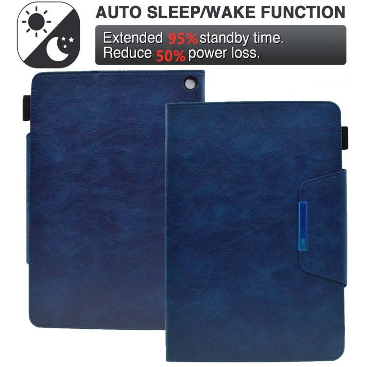 For Amazon Fire Max 11 2023 Suede Cross Texture Magnetic Clasp Leather Tablet Case(Blue) - Amazon by PMC TechLife | Online Shopping South Africa | PMC TechLife | Buy Now Pay Later Mobicred