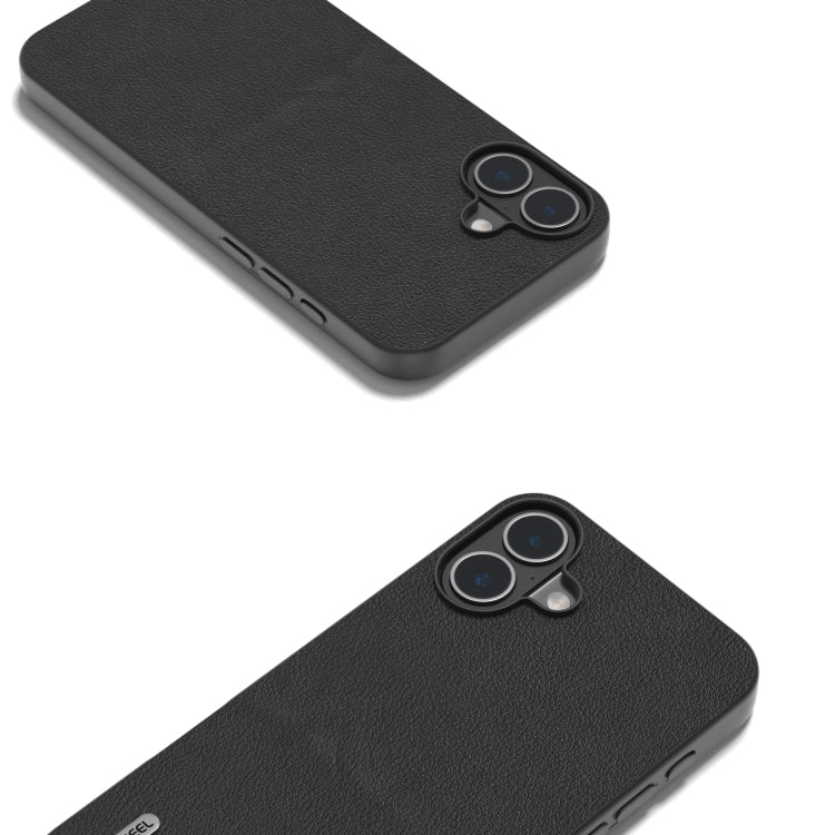 For iPhone 16 ABEEL Genuine Leather Wave Black Edge Phone Case(Black) - iPhone 16 Cases by PMC TechLife | Online Shopping South Africa | PMC TechLife | Buy Now Pay Later Mobicred