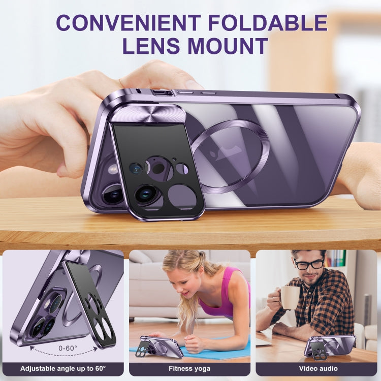 For iPhone 13 Pro Max Large Window Holder MagSafe Magnetic Metal Phone Case(Black) - free shipping - PMC TechLife - Order now!