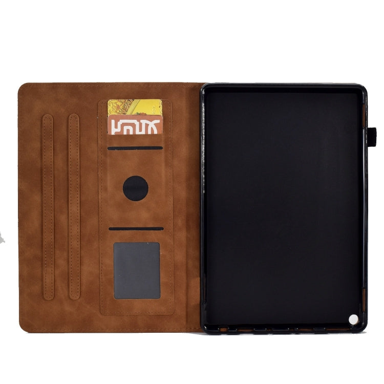 For Amazon Fire Max 11 2023 Embossed Tower Flip Smart Leather Tablet Case(Brown) - Amazon by PMC TechLife | Online Shopping South Africa | PMC TechLife | Buy Now Pay Later Mobicred