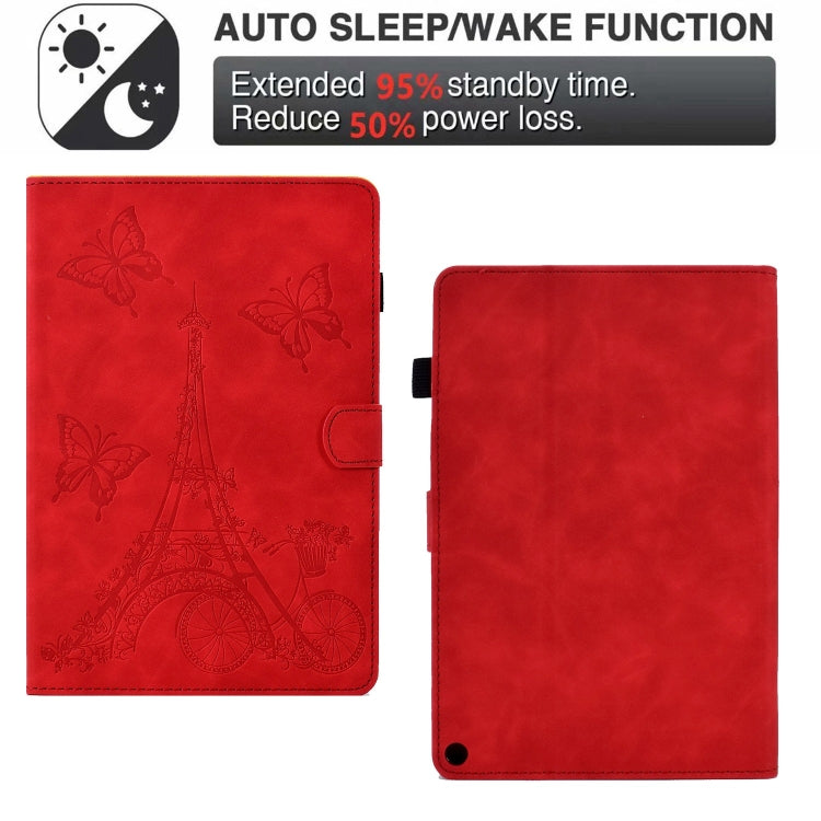 For Amazon Fire Max 11 2023 Embossed Tower Flip Smart Leather Tablet Case(Red) - Amazon by PMC TechLife | Online Shopping South Africa | PMC TechLife | Buy Now Pay Later Mobicred