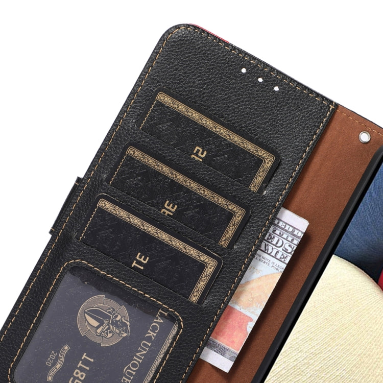 For iPhone 16 Plus KHAZNEH Litchi Texture Leather RFID Phone Case(Black) - iPhone 16 Plus Cases by PMC TechLife | Online Shopping South Africa | PMC TechLife | Buy Now Pay Later Mobicred
