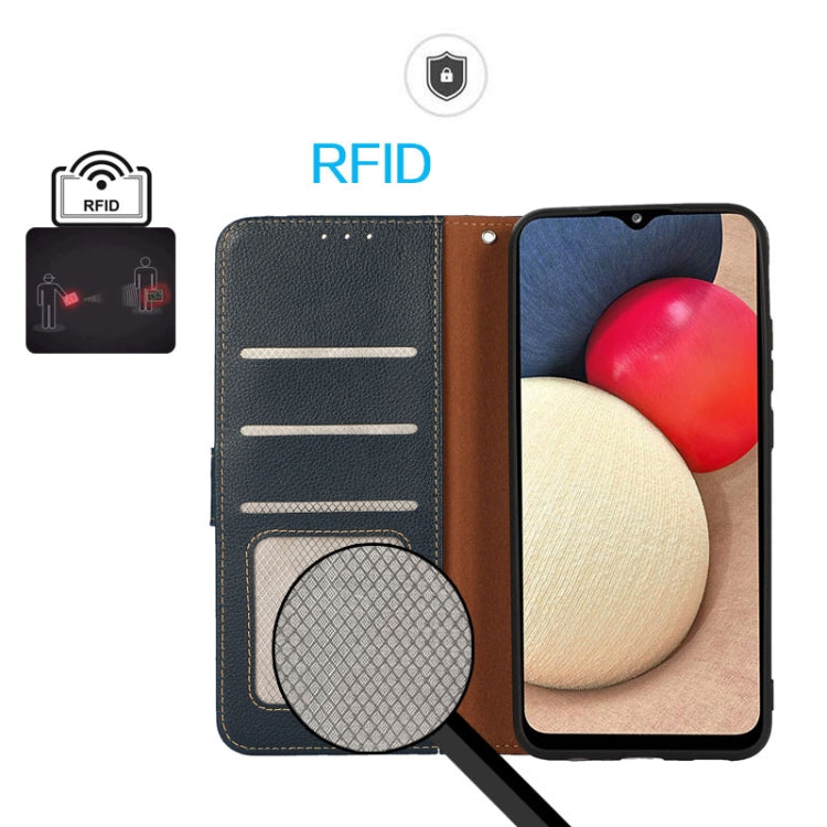 For iPhone 16 KHAZNEH Litchi Texture Leather RFID Phone Case(Blue) - iPhone 16 Cases by PMC TechLife | Online Shopping South Africa | PMC TechLife | Buy Now Pay Later Mobicred