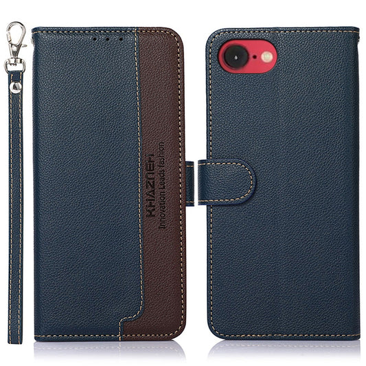 For iPhone 16e KHAZNEH Litchi Texture Leather RFID Phone Case(Blue) - iPhone 16e Cases by PMC Jewellery | Online Shopping South Africa | PMC Jewellery | Buy Now Pay Later Mobicred