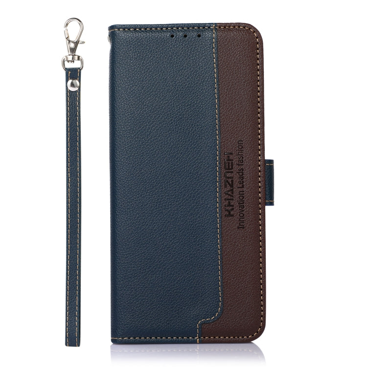 For iPhone 16e KHAZNEH Litchi Texture Leather RFID Phone Case(Blue) - iPhone 16e Cases by PMC TechLife | Online Shopping South Africa | PMC TechLife | Buy Now Pay Later Mobicred