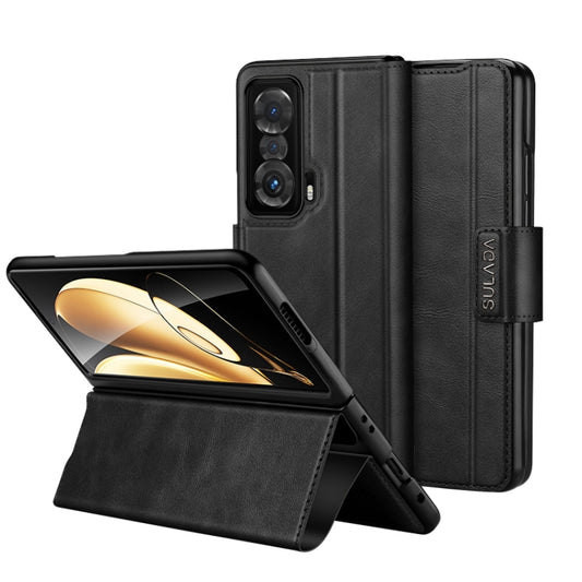 For Honor Magic V SULADA All-inclusive Magnetic Snap Flip Leather Phone Case(Black) - Honor Cases by SULADA | Online Shopping South Africa | PMC Jewellery | Buy Now Pay Later Mobicred