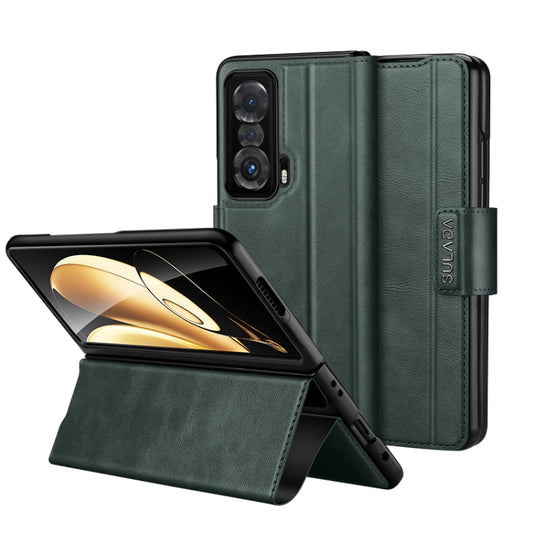 For Honor Magic V SULADA All-inclusive Magnetic Snap Flip Leather Phone Case(Green) - Honor Cases by SULADA | Online Shopping South Africa | PMC Jewellery | Buy Now Pay Later Mobicred