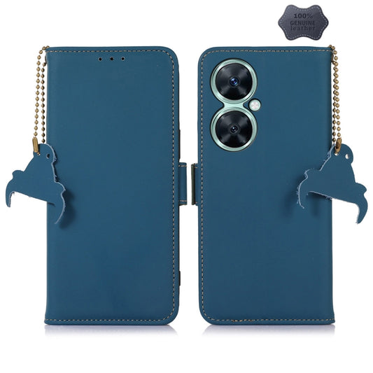 For Huawei Nova 11i / Maimang 20 5G / Enjoy 60 Pro Genuine Leather Magnetic RFID Leather Phone Case(Blue) - Huawei Cases by PMC Jewellery | Online Shopping South Africa | PMC Jewellery | Buy Now Pay Later Mobicred