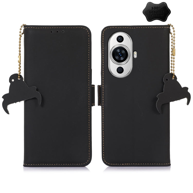 For Huawei Nova 11 Pro / Nova 11 Ultra Genuine Leather Magnetic RFID Leather Phone Case(Black) - Huawei Cases by PMC TechLife | Online Shopping South Africa | PMC TechLife | Buy Now Pay Later Mobicred
