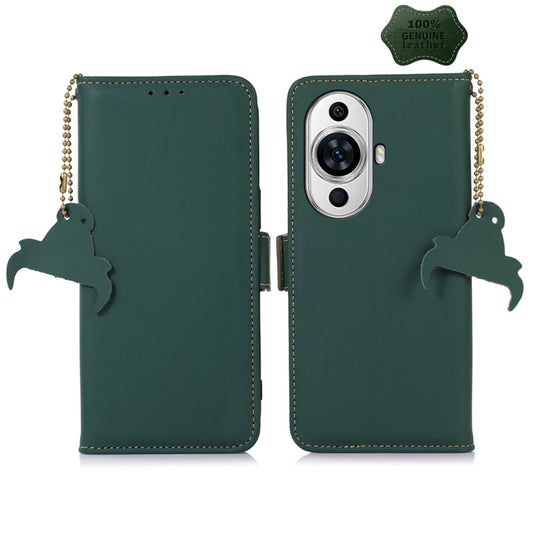 For Huawei Nova 11 Pro / Nova 11 Ultra Genuine Leather Magnetic RFID Leather Phone Case(Green) - Huawei Cases by PMC Jewellery | Online Shopping South Africa | PMC Jewellery | Buy Now Pay Later Mobicred