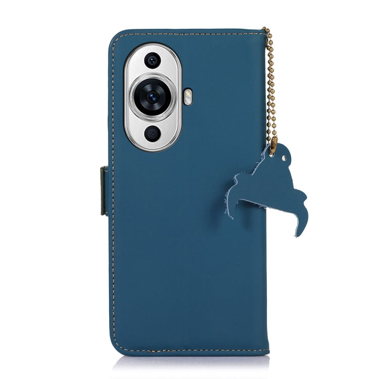 For Huawei Nova 11 Genuine Leather Magnetic RFID Leather Phone Case(Blue) - Huawei Cases by PMC TechLife | Online Shopping South Africa | PMC TechLife | Buy Now Pay Later Mobicred