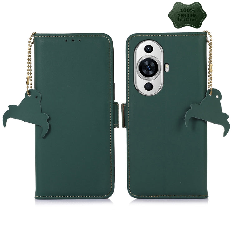 For Huawei Nova 11 Genuine Leather Magnetic RFID Leather Phone Case(Green) - free shipping - PMC TechLife - Order now!