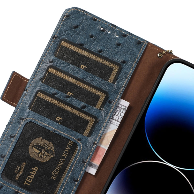 For Asus Zenfone 10 / Zenfone 9 Ostrich Pattern Genuine Leather RFID Phone Case(Blue) - ASUS Cases by PMC TechLife | Online Shopping South Africa | PMC TechLife | Buy Now Pay Later Mobicred