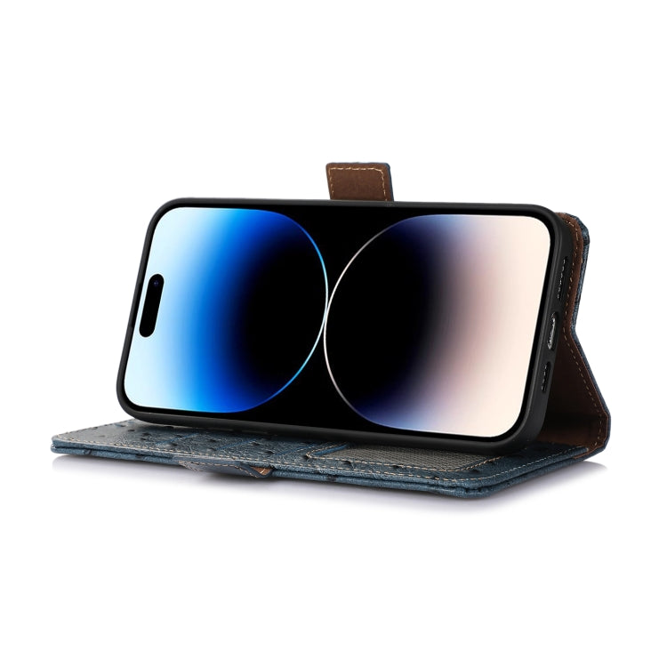 For Asus Zenfone 10 / Zenfone 9 Ostrich Pattern Genuine Leather RFID Phone Case(Blue) - ASUS Cases by PMC TechLife | Online Shopping South Africa | PMC TechLife | Buy Now Pay Later Mobicred