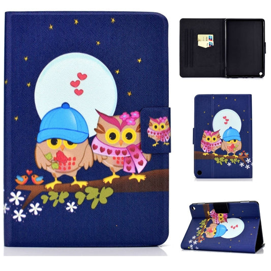 For Amazon Fire Max 11 2023 Colored Drawing Smart Leather Tablet Case(Couple Owls) - Amazon by PMC Jewellery | Online Shopping South Africa | PMC Jewellery | Buy Now Pay Later Mobicred