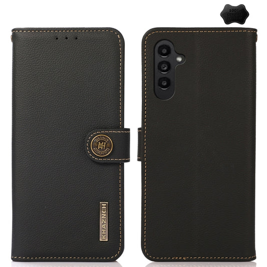 For Samsung Galaxy S24+ KHAZNEH Custer Genuine Leather RFID Phone Case(Black) - Galaxy Phone Cases by PMC Jewellery | Online Shopping South Africa | PMC Jewellery | Buy Now Pay Later Mobicred