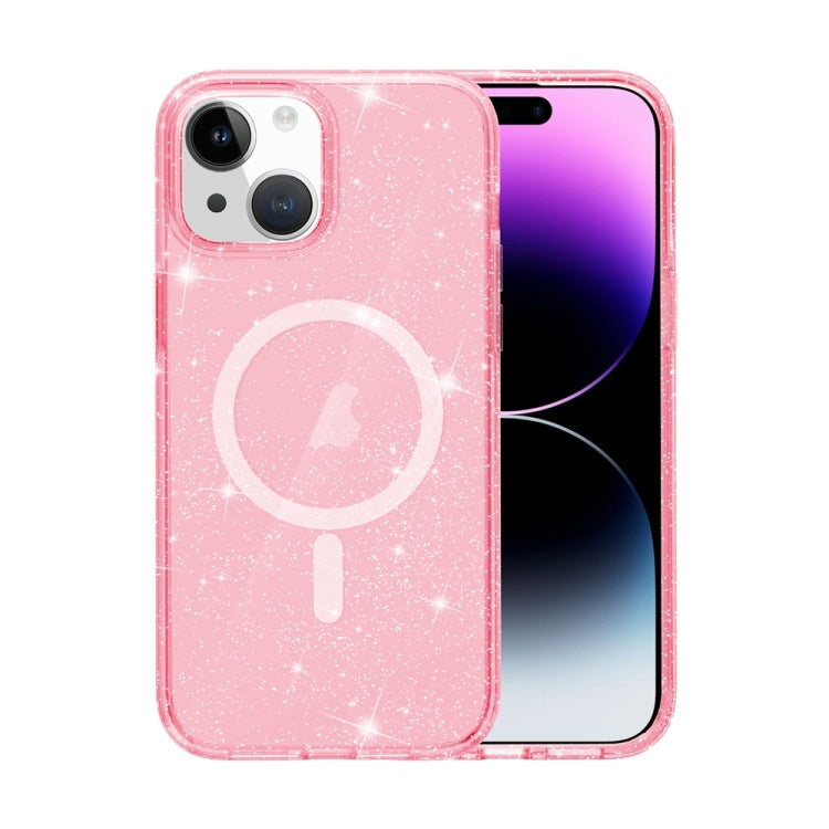 For iPhone 15 Terminator Style Glitter Powder MagSafe Magnetic Phone Case(Pink) - iPhone 15 Cases by PMC TechLife | Online Shopping South Africa | PMC TechLife