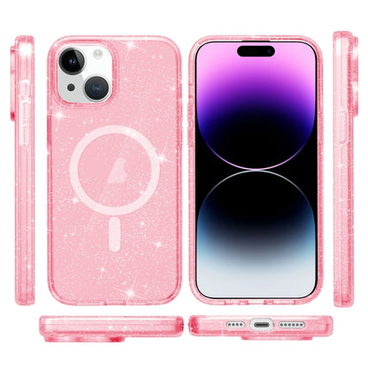 For iPhone 15 Terminator Style Glitter Powder MagSafe Magnetic Phone Case(Pink) - iPhone 15 Cases by PMC Jewellery | Online Shopping South Africa | PMC Jewellery