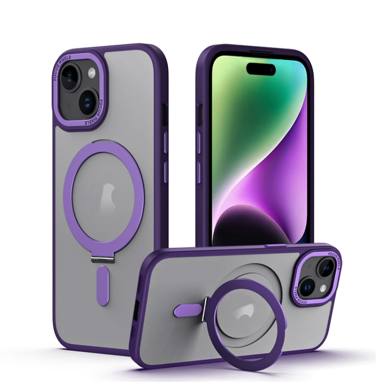 For iPhone 15 Skin Feel MagSafe Shockproof Phone Case with Holder(White) - iPhone 15 Cases by PMC TechLife | Online Shopping South Africa | PMC TechLife