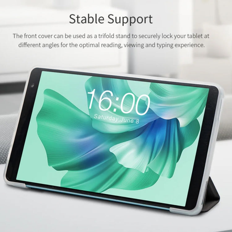 For Teclast P85T 3-Fold Holder Folio Leather Tablet Smart Case(Grey) - Teclast by TECLAST | Online Shopping South Africa | PMC TechLife | Buy Now Pay Later Mobicred