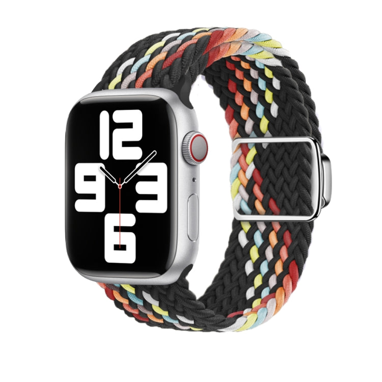 For Apple Watch Ultra 49mm Nylon Loop Magnetic Buckle Watch Band(Black Rainbow) - Watch Bands by PMC Jewellery | Online Shopping South Africa | PMC Jewellery | Buy Now Pay Later Mobicred