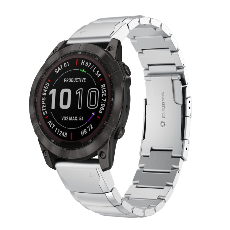 For Garmin Fenix 7 Pro 47mm Tortoise Shell Stainless Steel Watch Band(Sliver) - free shipping - PMC TechLife - Order now!