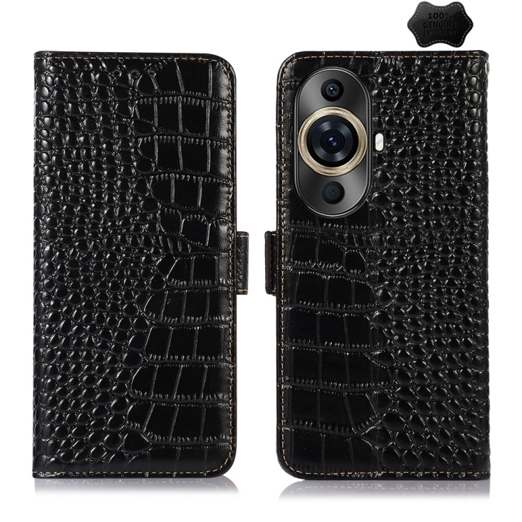 For Huawei Nova 11 Pro / 11 Ultra Crocodile Top Layer Cowhide Leather Phone Case(Black) - Huawei Cases by PMC TechLife | Online Shopping South Africa | PMC TechLife | Buy Now Pay Later Mobicred