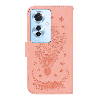 For OPPO Reno11 F Global Butterfly Rose Embossed Leather Phone Case(Pink) - Reno11 F Cases by PMC Jewellery | Online Shopping South Africa | PMC Jewellery | Buy Now Pay Later Mobicred