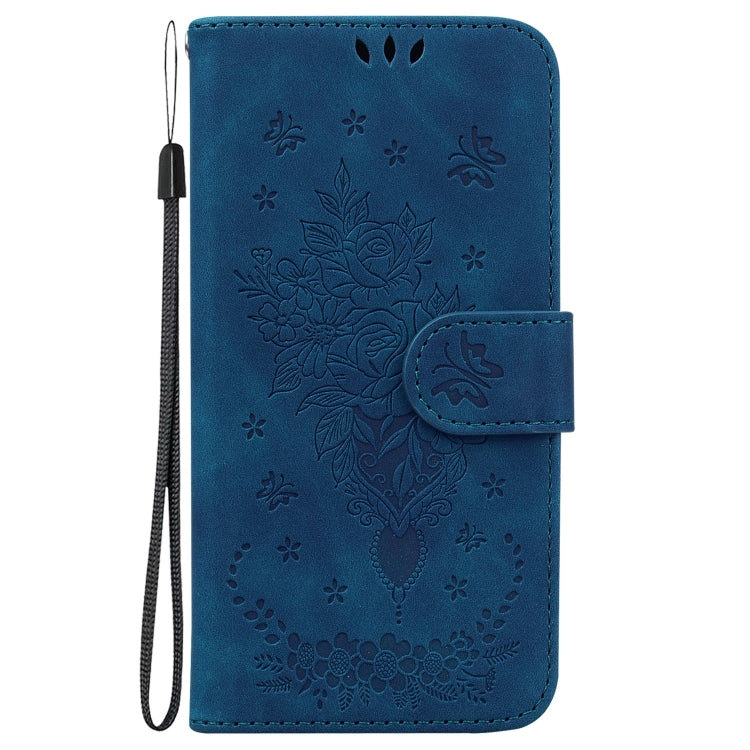 For OPPO Reno11 Pro 5G Global Butterfly Rose Embossed Leather Phone Case(Blue) - Reno11 Pro Cases by PMC TechLife | Online Shopping South Africa | PMC TechLife | Buy Now Pay Later Mobicred