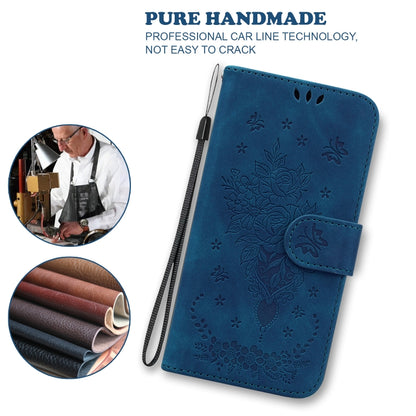 For OPPO A60 4G Butterfly Rose Embossed Leather Phone Case(Blue) - OPPO Cases by PMC Jewellery | Online Shopping South Africa | PMC Jewellery | Buy Now Pay Later Mobicred