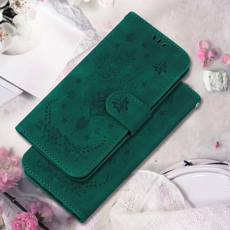 For Realme C67 4G Global Butterfly Rose Embossed Leather Phone Case(Green) - C67 Cases by PMC TechLife | Online Shopping South Africa | PMC TechLife | Buy Now Pay Later Mobicred