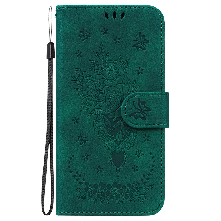 For Realme C67 4G Global Butterfly Rose Embossed Leather Phone Case(Green) - C67 Cases by PMC TechLife | Online Shopping South Africa | PMC TechLife | Buy Now Pay Later Mobicred