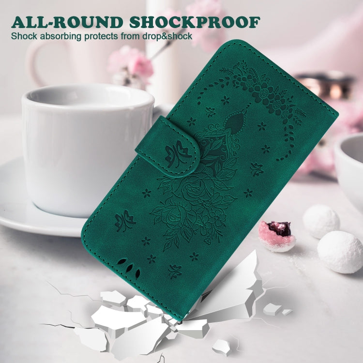 For Realme C67 4G Global Butterfly Rose Embossed Leather Phone Case(Green) - C67 Cases by PMC TechLife | Online Shopping South Africa | PMC TechLife | Buy Now Pay Later Mobicred