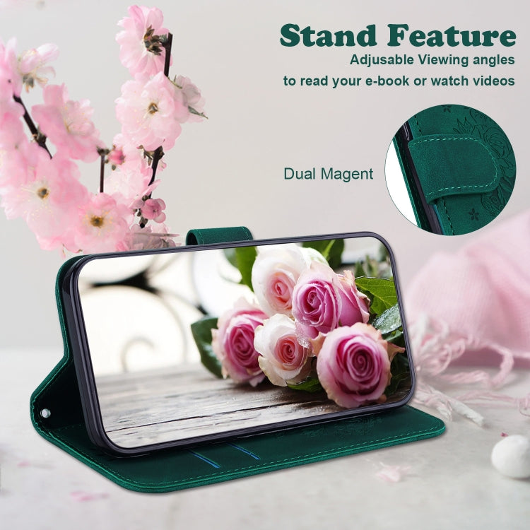 For Realme C67 4G Global Butterfly Rose Embossed Leather Phone Case(Green) - C67 Cases by PMC TechLife | Online Shopping South Africa | PMC TechLife | Buy Now Pay Later Mobicred