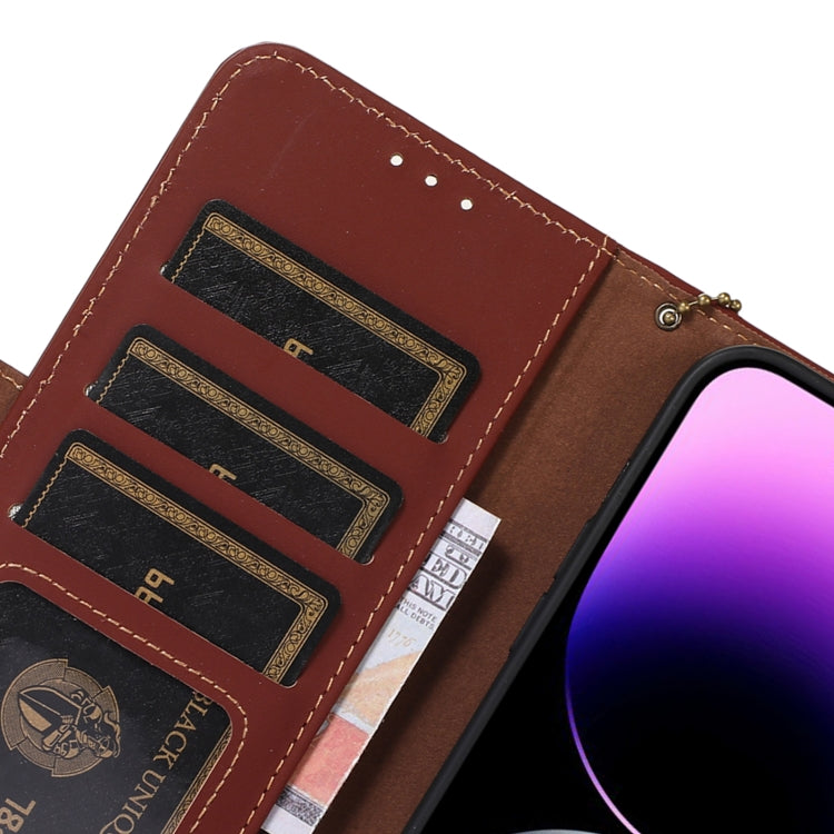 For Honor X5 Plus Genuine Leather Magnetic RFID Leather Phone Case(Coffee) - Honor Cases by PMC TechLife | Online Shopping South Africa | PMC TechLife | Buy Now Pay Later Mobicred
