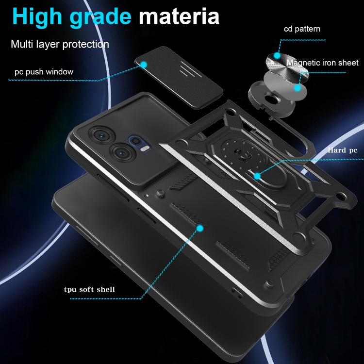 For Motorola Edge 30 Fusion Sliding Camera Cover Design TPU+PC Phone Case(Blue) - free shipping - PMC TechLife - Order now!