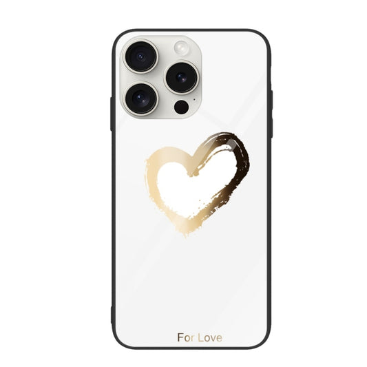 For iPhone 16 Pro Colorful Painted Glass Phone Case(Golden Love) - iPhone 16 Pro Cases by PMC Jewellery | Online Shopping South Africa | PMC Jewellery | Buy Now Pay Later Mobicred