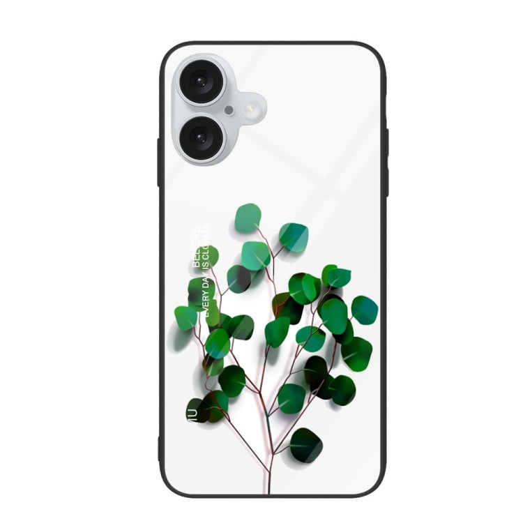 For iPhone 16 Plus Colorful Painted Glass Phone Case(Sapling) - iPhone 16 Plus Cases by PMC Jewellery | Online Shopping South Africa | PMC Jewellery | Buy Now Pay Later Mobicred