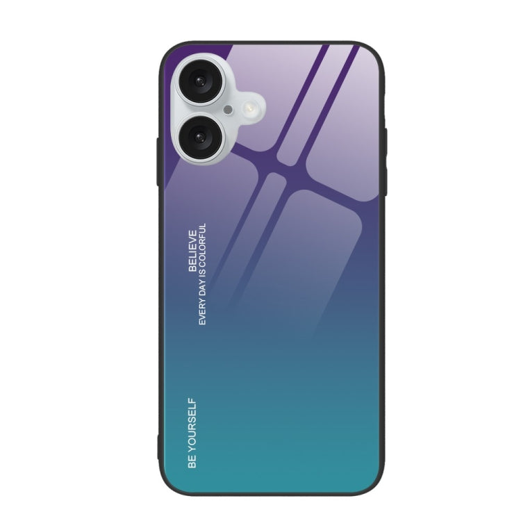 For iPhone 16 Gradient Color Glass Phone Case(Aurora Blue) - iPhone 16 Cases by PMC Jewellery | Online Shopping South Africa | PMC Jewellery | Buy Now Pay Later Mobicred