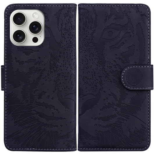 For iPhone 16 Pro Max Tiger Embossing Pattern Leather Phone Case(Black) - iPhone 16 Pro Max Cases by PMC Jewellery | Online Shopping South Africa | PMC Jewellery | Buy Now Pay Later Mobicred