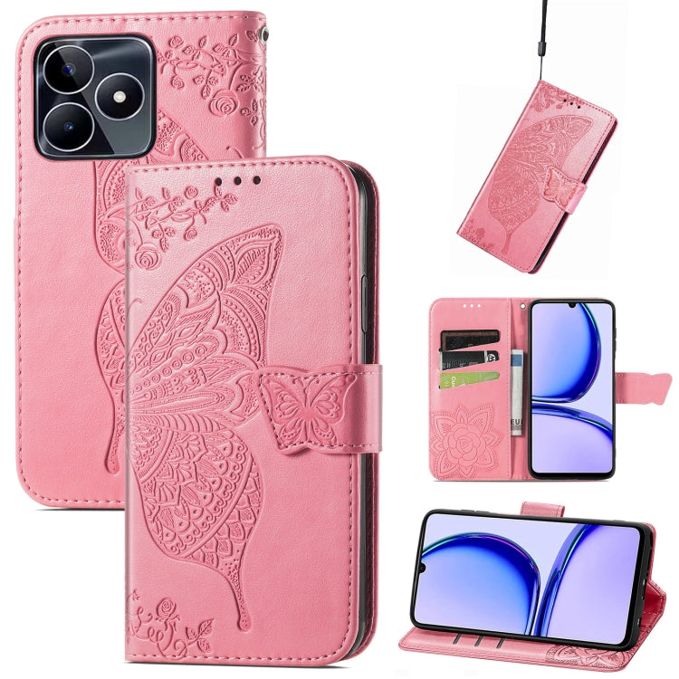 For Realme C53 Butterfly Love Flower Embossed Leather Phone Case(Pink) - Realme Cases by PMC Jewellery | Online Shopping South Africa | PMC Jewellery | Buy Now Pay Later Mobicred